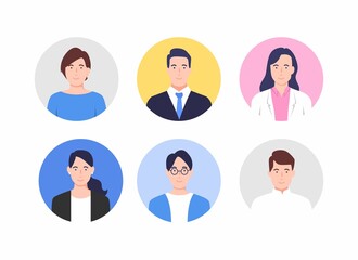 Avatar profile picture icon set including male and female. Vector illustration.