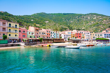 Giglio Porto on Giglio Island, Tuscany, Italy, Near Monte Argentario and Porto Santo Stefano, Giglio island is one of seven form the Tuscan Archipelago. A paradise for snorkeling diving