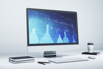 Fototapeta premium Creative chemistry concept on modern laptop screen. 3D Rendering
