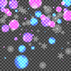 Gray Snow Background Transparent Vector. Snowfall Christmas Illustration. Bright Festive. White Glare Pattern. Frost Texture.
