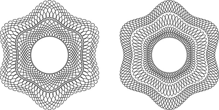 Guilloche patterns, rosette patterns in vector
