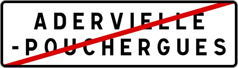 Panneau sortie ville agglomération Adervielle-Pouchergues / Town exit sign Adervielle-Pouchergues