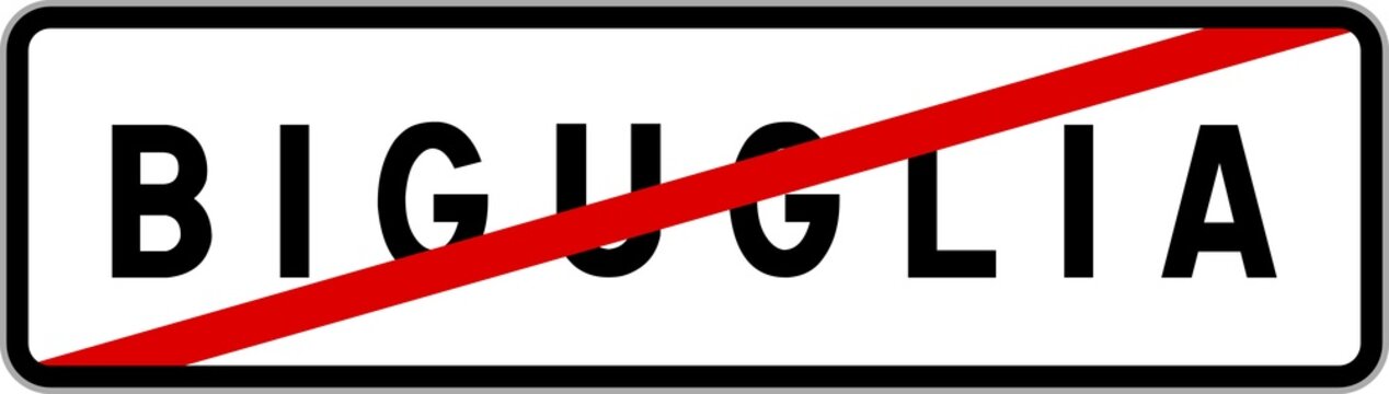 Panneau sortie ville agglom&eacute;ration Biguglia / Town exit sign Biguglia