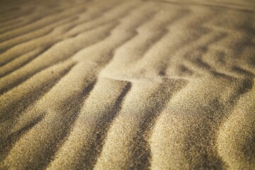 Closeup shot of sand dunes on a desert on Gran Canaria island