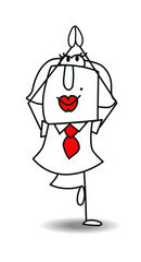 A woman is in balance in a posture of yoga. She is zen