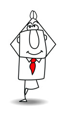 A businessman is in balance in a posture of yoga