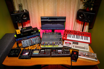 Mixing panel in the boutique recording studio