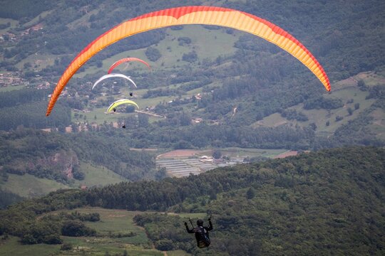 paragliders in the sky