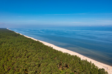 Landscape of the summer beach of the Baltic Sea in Sztutowo, Poland