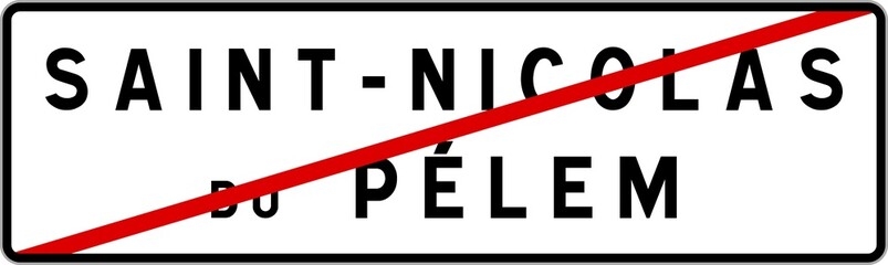 Panneau sortie ville agglomération Saint-Nicolas-du-Pélem / Town exit sign Saint-Nicolas-du-Pélem