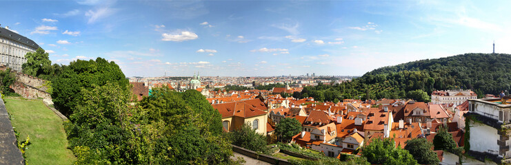 Fototapeta na wymiar Prague Czech Republic high angle panoramic view from castle hill