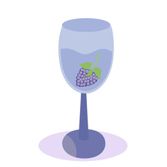 Purple glass with wine. Blueberries in a glass. Single element. Flat style. Vector.
