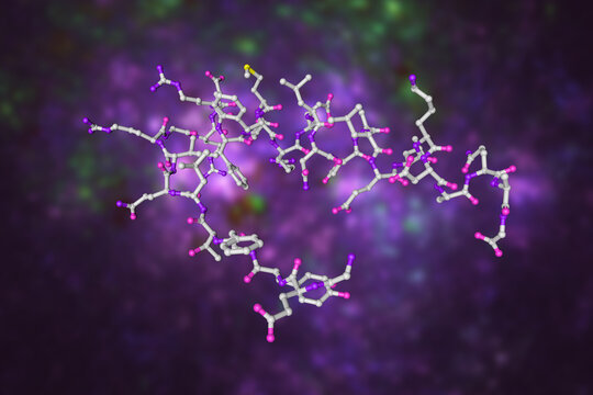 Structure Of P53 Tumor Suppressor. Molecular Model On Colorful Background. Rendering Based On Protein Data Bank Entry 1c26. 3d Illustration