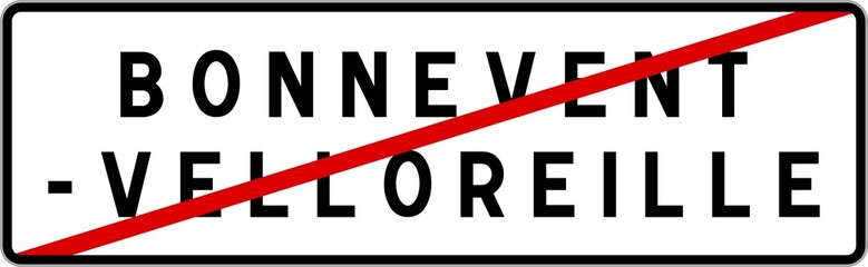 Panneau sortie ville agglomération Bonnevent-Velloreille / Town exit sign Bonnevent-Velloreille