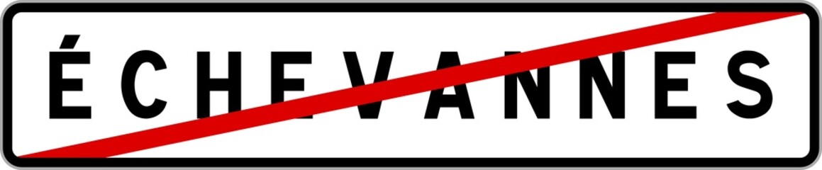Obraz premium Panneau sortie ville agglomération Échevannes / Town exit sign Échevannes