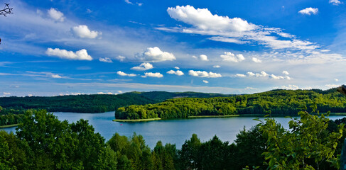 Jezioro Las Krajobraz Panorama - obrazy, fototapety, plakaty