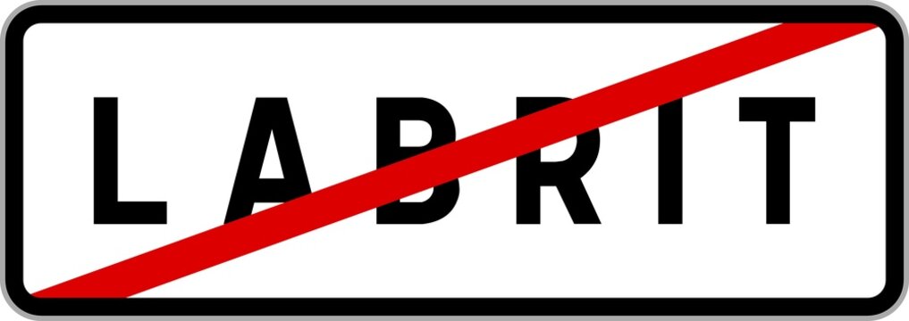 Panneau sortie ville agglom&eacute;ration Labrit / Town exit sign Labrit