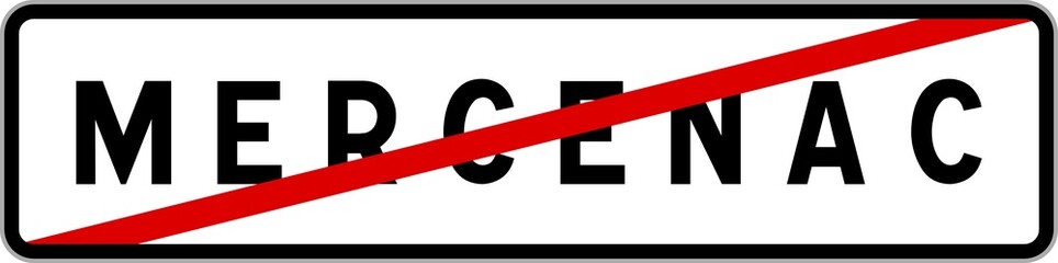 Panneau sortie ville agglomération Mercenac / Town exit sign Mercenac