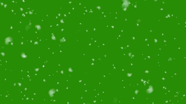 Isolated falling snow on green screen background