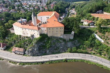 Castle Ledeč nad Sázavou (Hrad Ledeč nad Sázavou) Czech republic,aerial panorama landscape view...