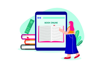 Online Education flat illustration concept on white background