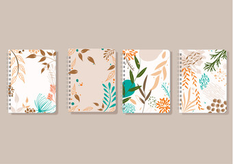 A set of Thanksgiving templates set of covers for notebooks, books, brochures, planners, catalogs with colorful autumn leaves.
