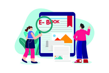 Online Education flat illustration concept on white background