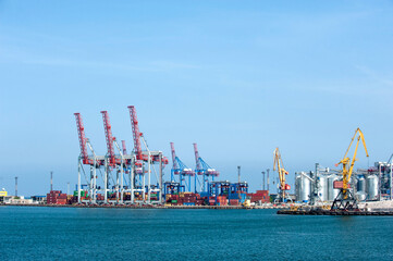 Sea port Ukraine Odessa.Dock containers.