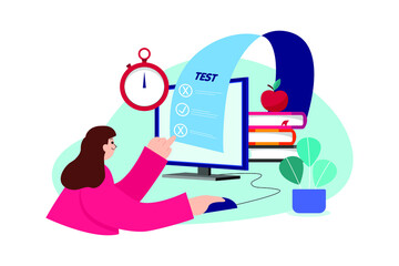 Online Education flat illustration concept on white background