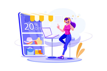 Customer service flat illustration concept on white background