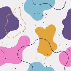 cute multicolored simple abstract seamless pattern with blots and doodles vector background