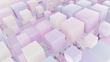 Fototapeta na wymiar Abstract 3D illustration of the pastel color palette cubic pattern rendered as background