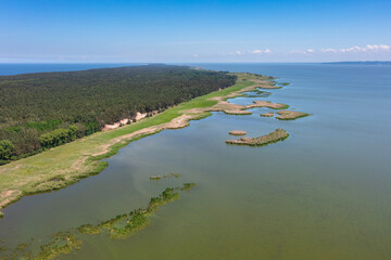 Aerial view of the Vistula Lagoon and the Vistula Spit. Poland