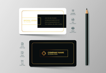 Modern Luxury business card template design. With inspiration from the abstract.Contact card for the company. Two-sided black and white. Vector illustration.