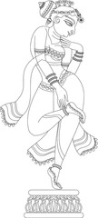 Lord's Gopika, Sevika, or lady servants have drawn in Indian folk art, Kalamkari style. for textile printing, logo, wallpaper
