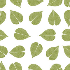 Obraz premium leaf Wallpaper, Luxury nature leaves pattern design, Golden banana leaf line arts, Hand drawn vector illustration.