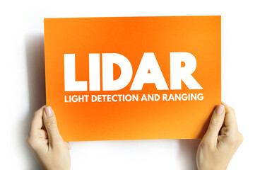 LiDAR - light detection and ranging acronym on card, abbreviation concept background