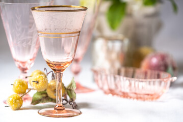 Vintage Glassware antique American Depression China wine glass