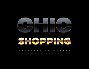 Vector glamour logo Chic Shopping. Luxury Black Font. Premium Alphabet Letters and Numbers set