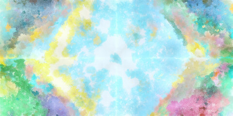 Abstract flowing digital fractal patterns in a painterly style - watercolor bright acrylic paint and ink styled symmetrical space and bright abstract concept