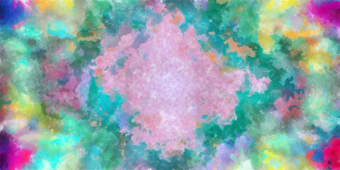 Abstract flowing digital fractal patterns in a painterly style - watercolor bright acrylic paint and ink styled symmetrical space and bright abstract concept