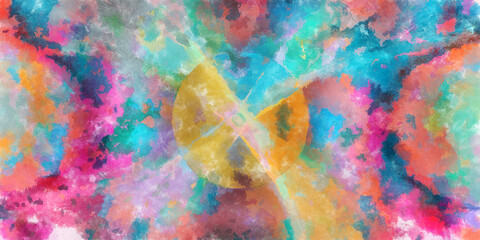 Abstract flowing digital fractal patterns in a painterly style - watercolor bright acrylic paint and ink styled symmetrical space and bright abstract concept