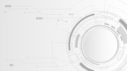 Abstract futuristic technology white background template with circle line and copyspace