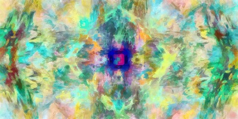Abstract flowing digital fractal patterns in a painterly style - watercolor bright acrylic paint and ink styled symmetrical space and bright abstract concept