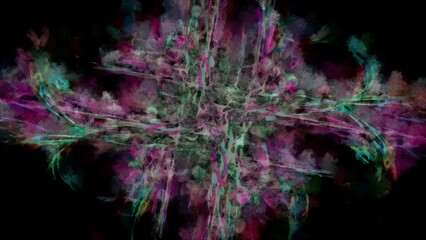 Abstract flowing digital fractal patterns in a painterly style - watercolor bright acrylic paint and ink styled symmetrical space and bright abstract concept