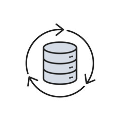 Update database settings icon. High quality coloured vector illustration.