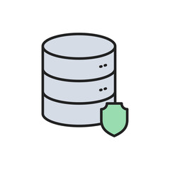 Database defense icon. High quality coloured vector illustration.