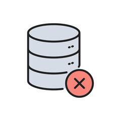 Database doesn’t work icon. High quality coloured vector illustration.