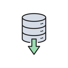 Source data from the database icon. High quality coloured vector illustration.