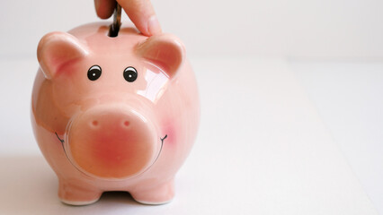 Piggy Bank on the white background. Money saving concept.